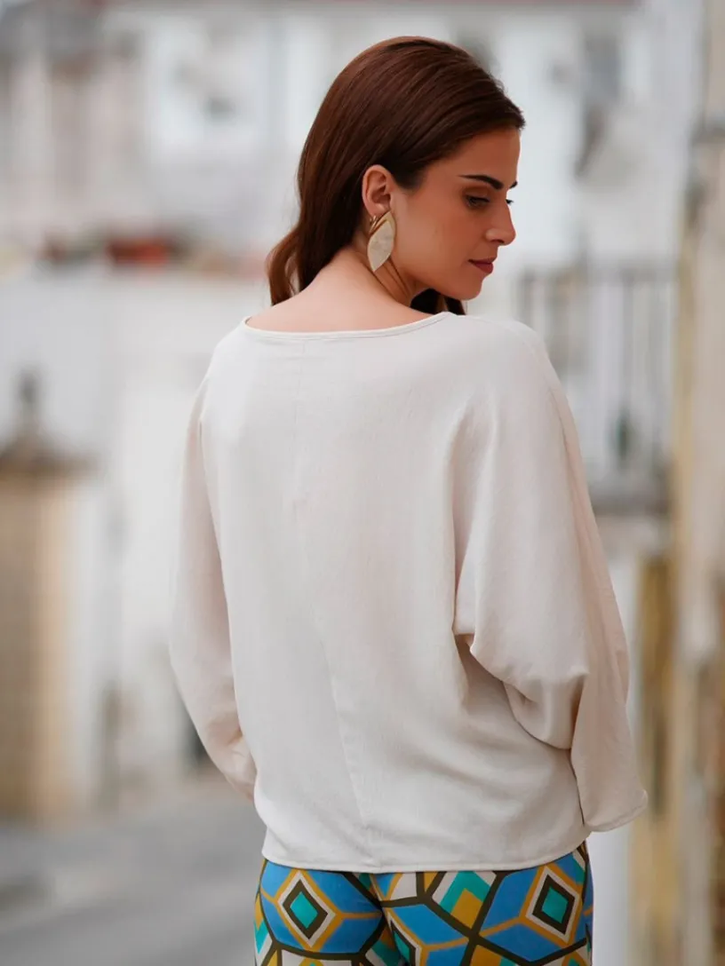 Blusas Y Camisas De Mujer|Blusas Y Tops De Fiesta-Mariquita Trasquilá BLUSA FLUIDA NUDO ESCOTE