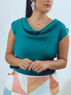 Blusas Y Camisas De Mujer|Blusas Y Tops De Fiesta-Mariquita Trasquilá BLUSA SATINADA CASCADA