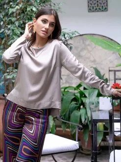 Blusas Y Camisas De Mujer|Blusas Y Tops De Fiesta-Mariquita Trasquilá BLUSA SATINADA VISCOSA RIO