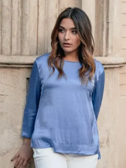 Blusas Y Camisas De Mujer|Blusas Y Tops De Fiesta-Mariquita Trasquilá BLUSA SATINADA VISCOSA RIO