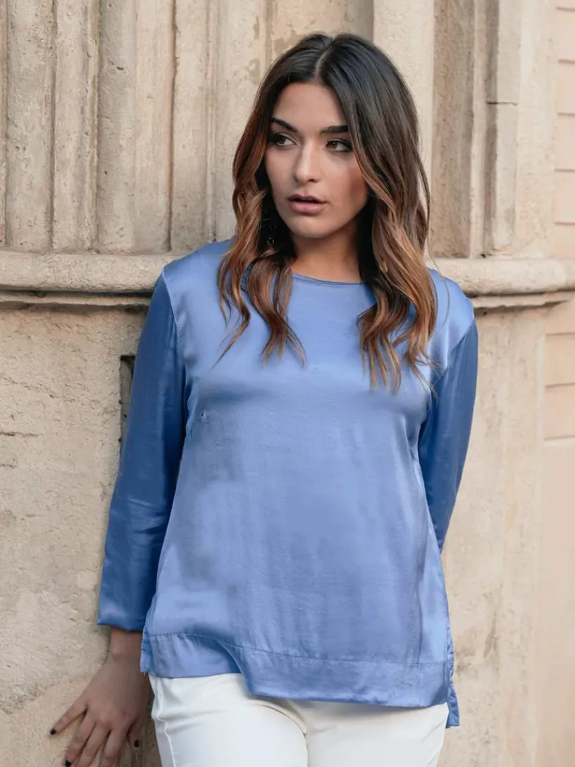 Blusas Y Camisas De Mujer|Blusas Y Tops De Fiesta-Mariquita Trasquilá BLUSA SATINADA VISCOSA RIO