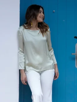 Blusas Y Camisas De Mujer|Blusas Y Tops De Fiesta-Mariquita Trasquilá BLUSA SATINADA VISCOSA RIO