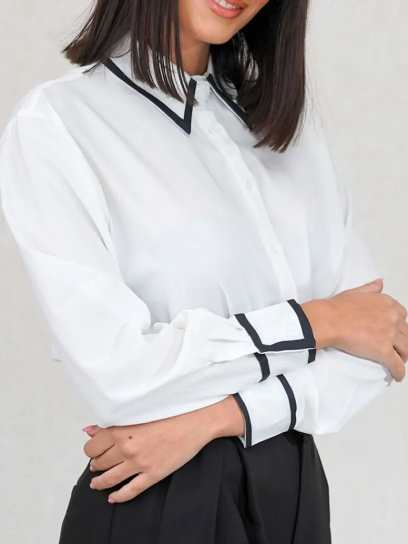 Blusas Y Camisas De Mujer-Mariquita Trasquilá CAMISA CUELLO CONTRASTE B