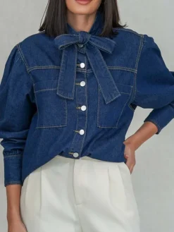 Blusas Y Camisas De Mujer-Mariquita Trasquilá CAMISA VAQUERA LAZO Denim