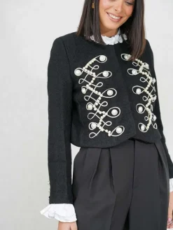 Abrigos Y Chaquetas|Chaquetas De Mujer-Mariquita Trasquilá CHAQUETA CORTA GABAN Negro
