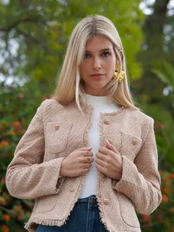 Abrigos Y Chaquetas|Chaquetas De Mujer-Mariquita Trasquilá CHAQUETA TWEED BeigeTostado