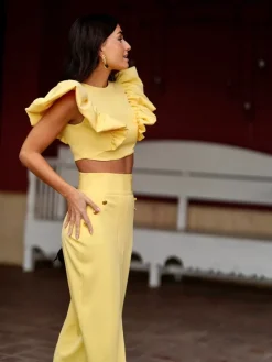 Vestidos Invitadas Boda De Día|Vestidos De Invitada Bautizo-Mariquita Trasquilá CONJUNTO MANZANILLA AmarilloBanana