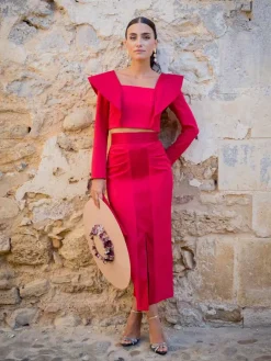 Vestidos Invitadas Boda De Día|Vestidos De Invitada Comunión-Mariquita Trasquilá CONJUNTO SOLERA Rojo