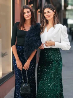 Faldas De Fiesta|Vestidos De Terciopelo-Mariquita Trasquilá FALDA TERCIOPELO LENTEJUELAS