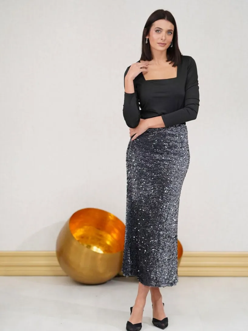Faldas De Fiesta|Vestidos De Terciopelo-Mariquita Trasquilá FALDA TERCIOPELO LENTEJUELAS