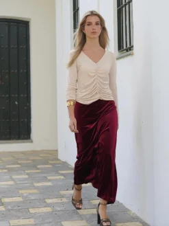 Faldas De Mujer|Vestidos De Terciopelo-Mariquita Trasquilá FALDA TERCIOPELO MIDI
