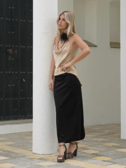 Faldas De Mujer|Vestidos De Terciopelo-Mariquita Trasquilá FALDA TERCIOPELO MIDI