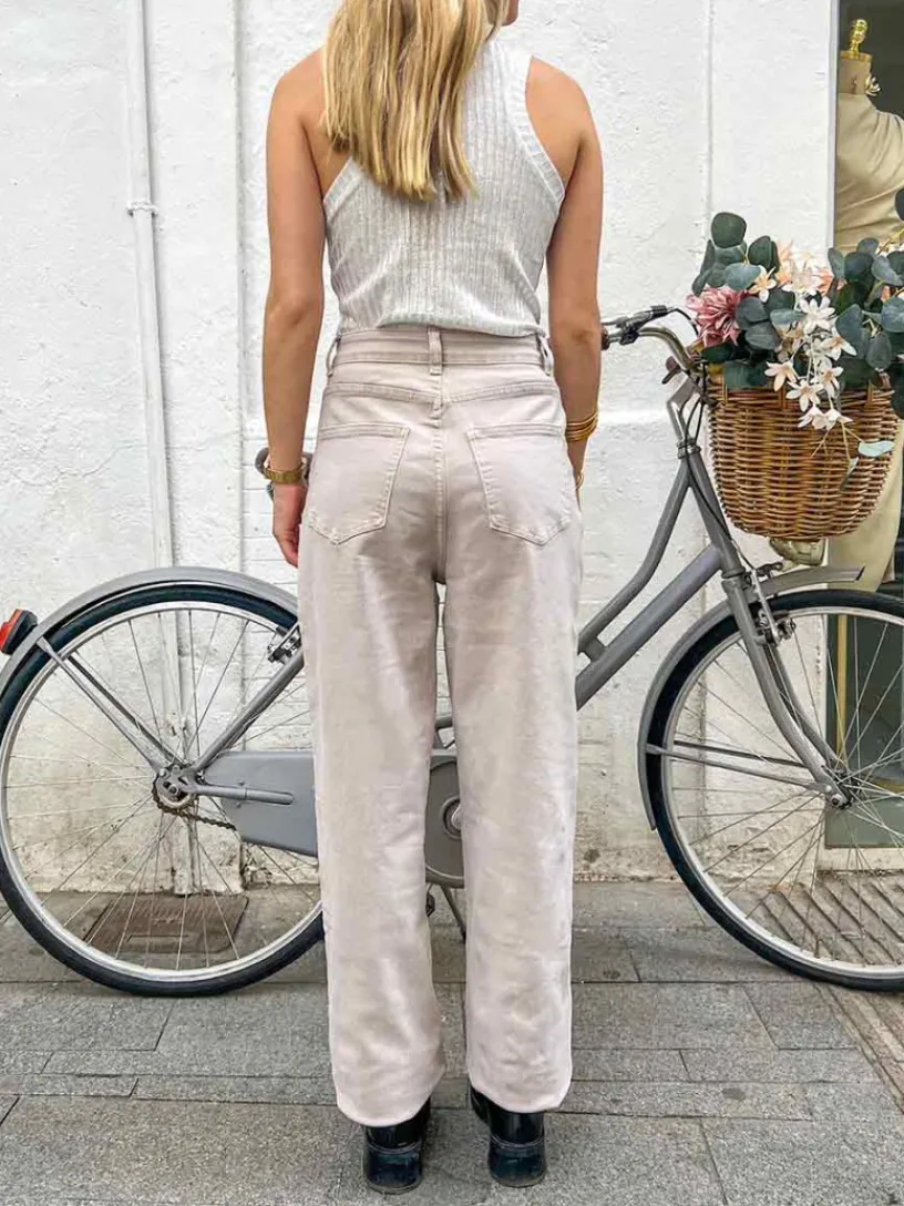 Pantalones De Mujer-Mariquita Trasquilá JEANS MOM FIT LARA BlancoHueso