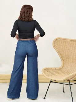 Pantalones De Mujer-Mariquita Trasquilá JEANS PALAZZO VaqueroOscuro