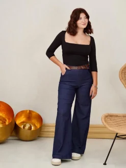 Pantalones De Mujer-Mariquita Trasquilá JEANS PALAZZO VaqueroOscuro