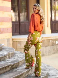 Vestidos De Invitada Comunión|Vestidos De Invitada Bautizo-Mariquita Trasquilá PANTALON AOVE PROVENZA VerdeOliva