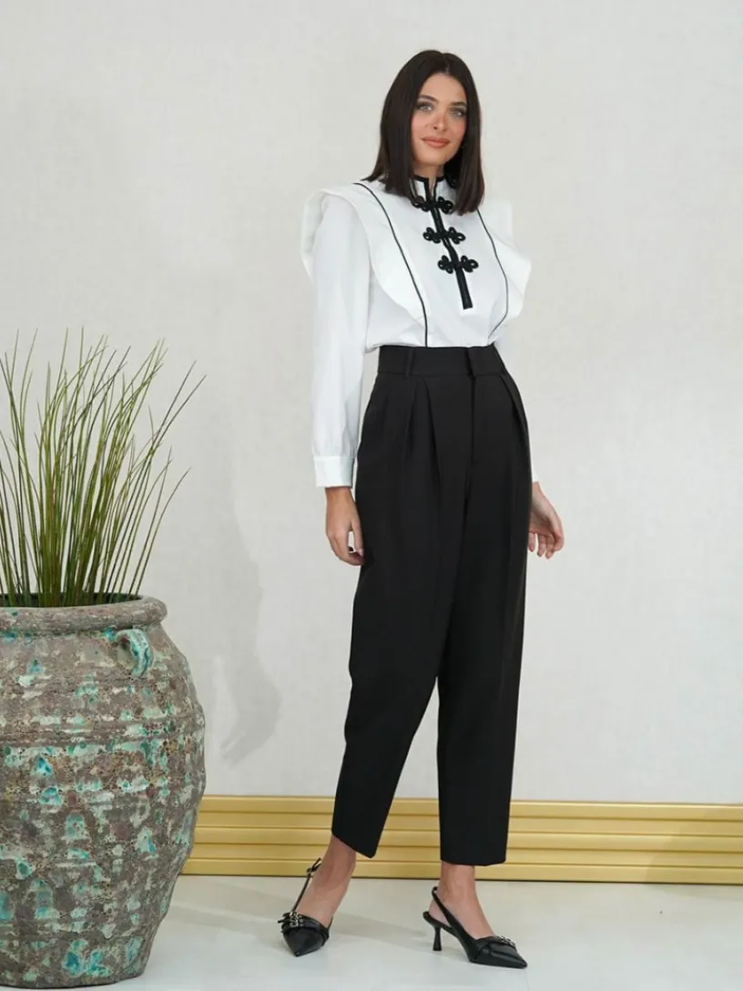 Pantalones De Fiesta|Pantalones De Mujer-Mariquita Trasquilá PANTALON BAGGY PINZAS Negro