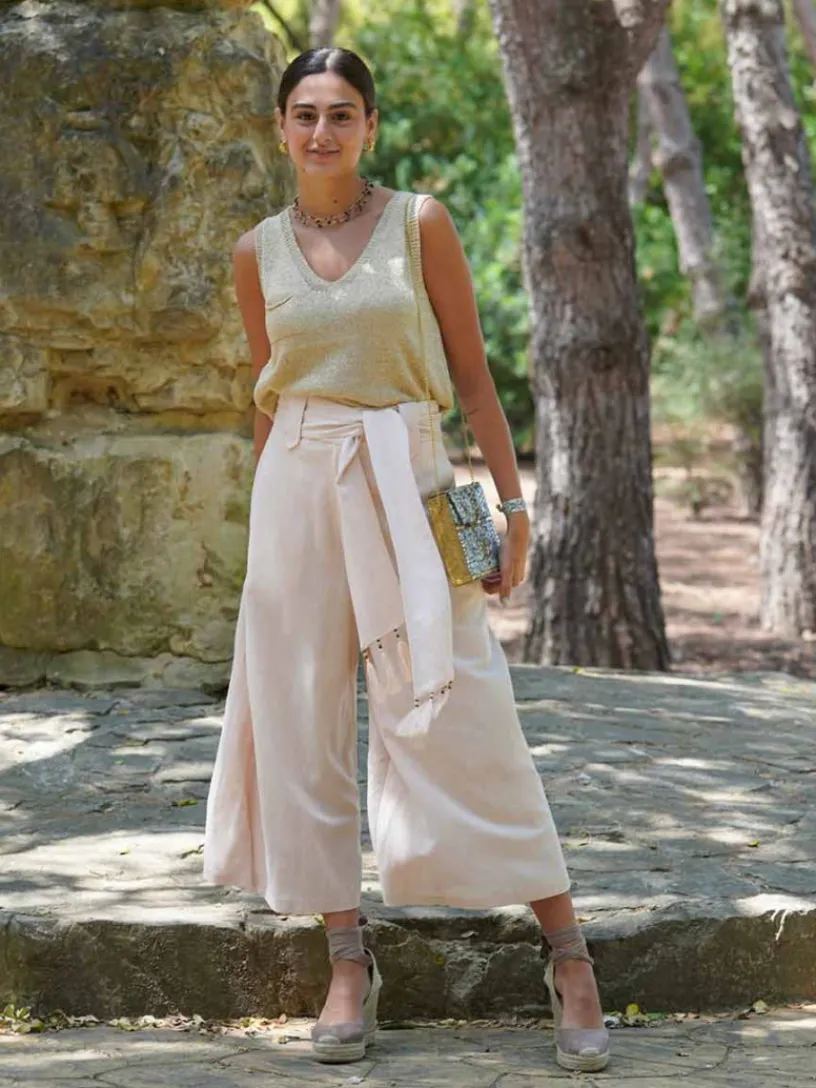 Pantalones De Mujer|Pantalones De Fiesta-Mariquita Trasquilá PANTALON CORSARIO PALAZZO