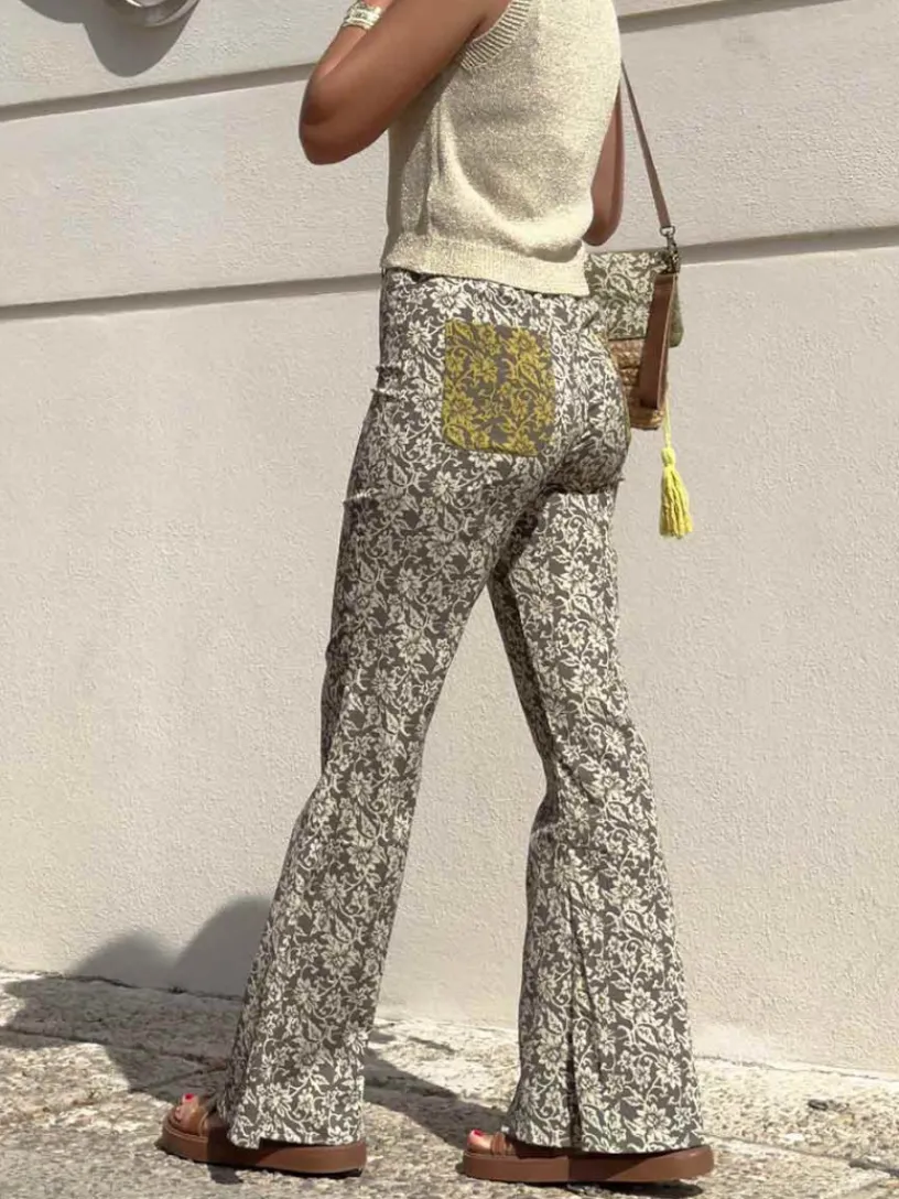 Pantalones De Mujer|Pantalones De Fiesta-Mariquita Trasquilá PANTALON DAISY VerdeCaqui