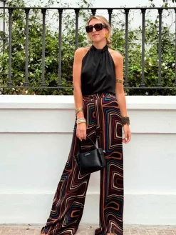Pantalones De Mujer|Pantalones De Fiesta-Mariquita Trasquilá PANTALON LABERINTO Negro
