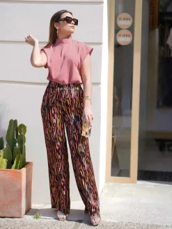 Pantalones De Mujer|Pantalones De Fiesta-Mariquita Trasquilá PANTALON PINCELADAS BELINDA Negro