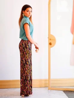 Pantalones De Mujer|Pantalones De Fiesta-Mariquita Trasquilá PANTALON PINCELADAS BELINDA Negro