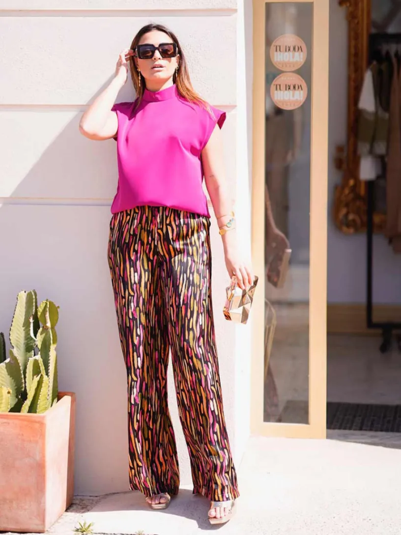 Pantalones De Mujer|Pantalones De Fiesta-Mariquita Trasquilá PANTALON PINCELADAS BELINDA Negro
