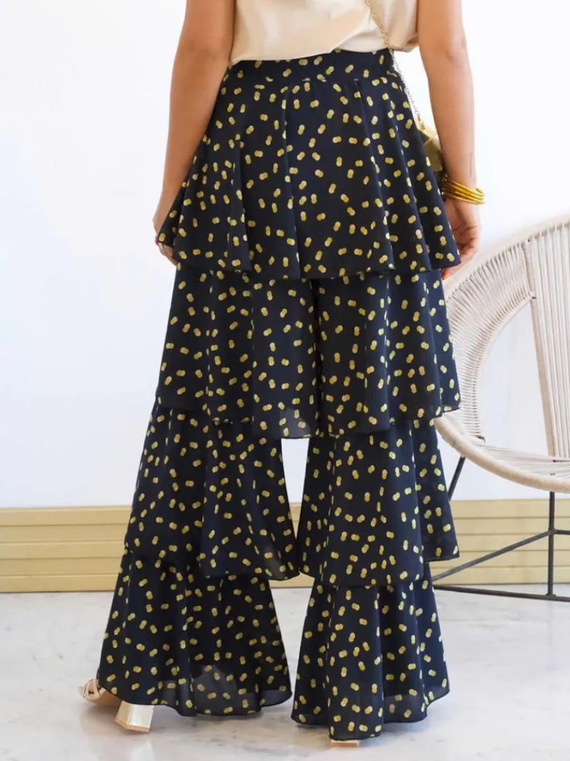 Vestidos De Invitada Comunión|Vestidos De Invitada Bautizo-Mariquita Trasquilá PANTALON VENECIA TOPOS AzulMarino