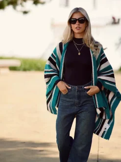 Jerséis Y Sudaderas De Mujer|Abrigos Y Chaquetas-Mariquita Trasquilá PONCHO RAYAS SOFIA