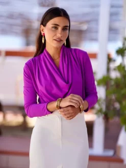 Blusas Y Camisas De Mujer|Blusas Y Tops De Fiesta-Mariquita Trasquilá TOP DE PUNTO CASCADA AUTUMN