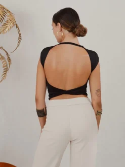 Camisetas De Mujer|Blusas Y Camisas De Mujer-Mariquita Trasquilá TOP ESPALDA DESCUBIERTA Negro