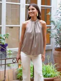 Blusas Y Camisas De Mujer|Blusas Y Tops De Fiesta-Mariquita Trasquilá TOP HALTER RIO