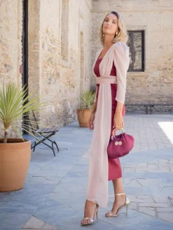 Vestidos Para Madres De Comunión|Vestidos Invitadas Boda De Día-Mariquita Trasquilá VESTIDO ALBORADA Burdeos