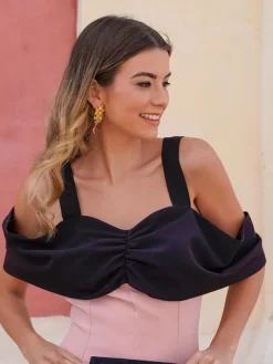 Vestidos Invitadas Boda De Día|Vestidos De Dama De Honor-Mariquita Trasquilá VESTIDO ALISIO NegroyRosa