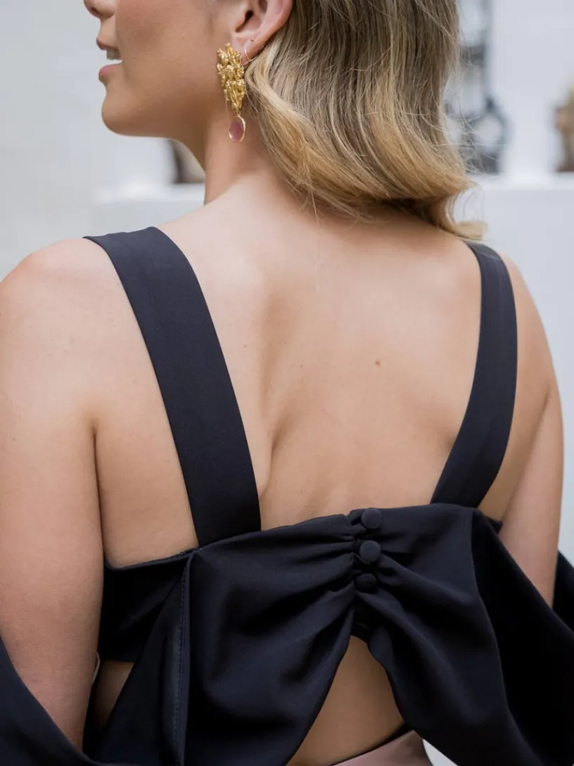 Vestidos Invitadas Boda De Día|Vestidos De Dama De Honor-Mariquita Trasquilá VESTIDO ALISIO NegroyRosa
