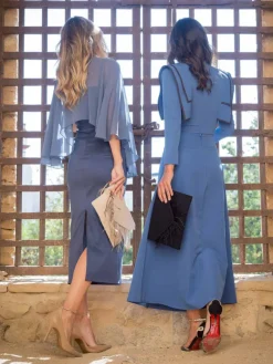Vestidos Invitadas Boda De Día|Vestidos Cortos De Fiesta-Mariquita Trasquilá VESTIDO ALONDRA Azulpavo