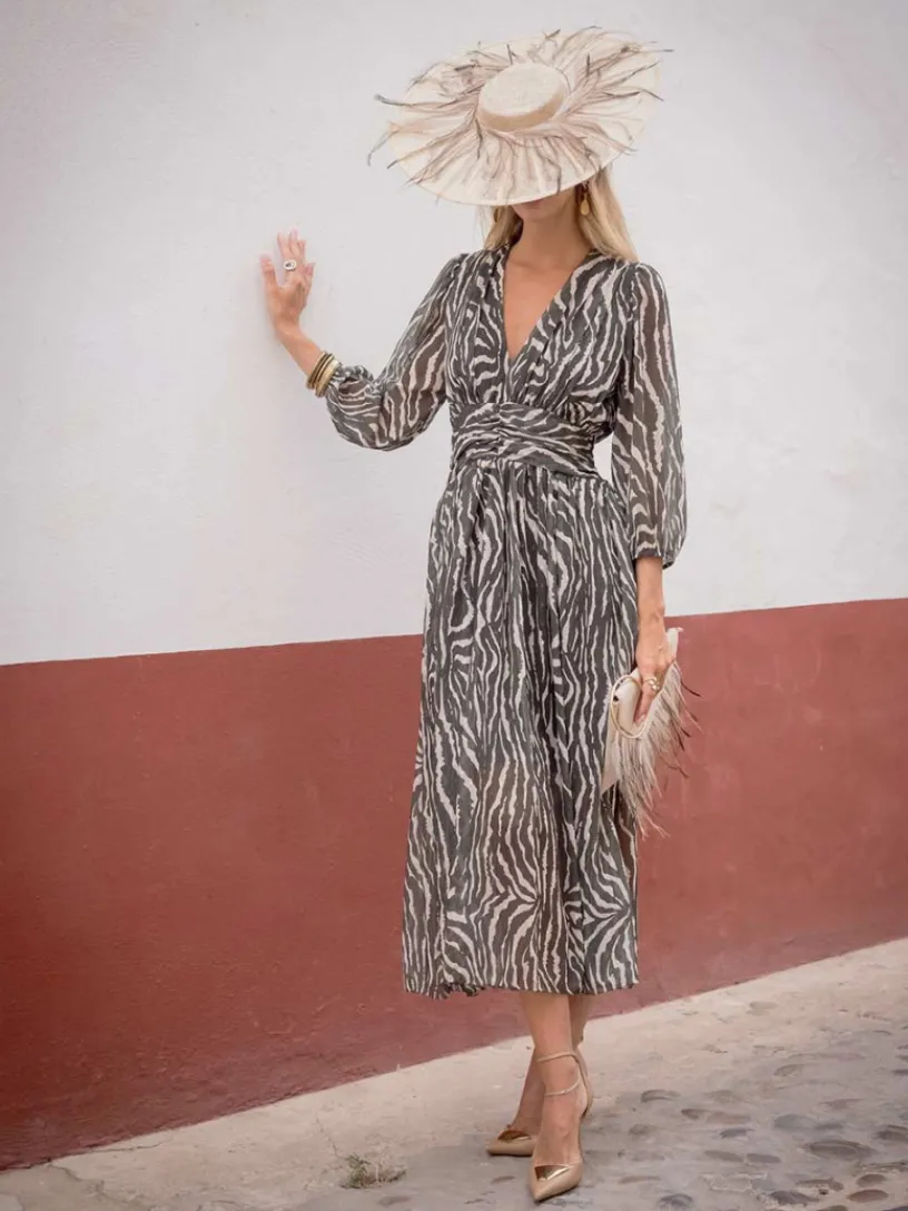 Invitadas -50 €|Vestidos Cortos De Fiesta-Mariquita Trasquilá VESTIDO ARENISCA VerdeCaqui