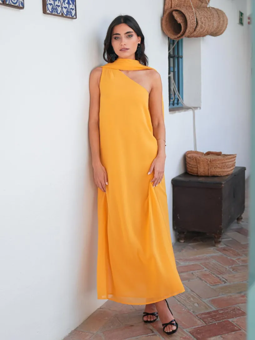 Vestidos Invitadas Boda De Día|Vestidos De Invitada Comunión-Mariquita Trasquilá VESTIDO ASIMETRICO FOULARD