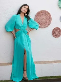 Vestidos De Graduación|Vestidos De Dama De Honor-Mariquita Trasquilá VESTIDO BAELO MAR Turquesa