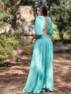 Vestidos De Graduación|Vestidos De Dama De Honor-Mariquita Trasquilá VESTIDO BAELO MAR Turquesa