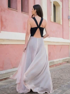 Vestidos De Dama De Honor|Vestido De Puesta De Largo-Mariquita Trasquilá VESTIDO BRISA NegroyRosa