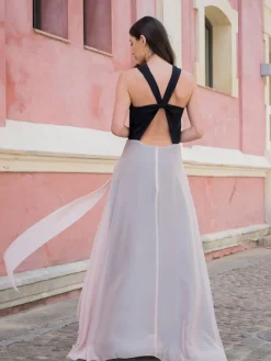 Vestidos De Dama De Honor|Vestido De Puesta De Largo-Mariquita Trasquilá VESTIDO BRISA NegroyRosa