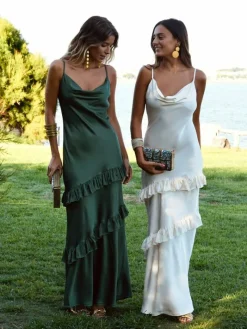 Nvitadas Boda De Noche|Vestidos Largos De Fiesta-Mariquita Trasquilá VESTIDO CASCADA VOLANTE