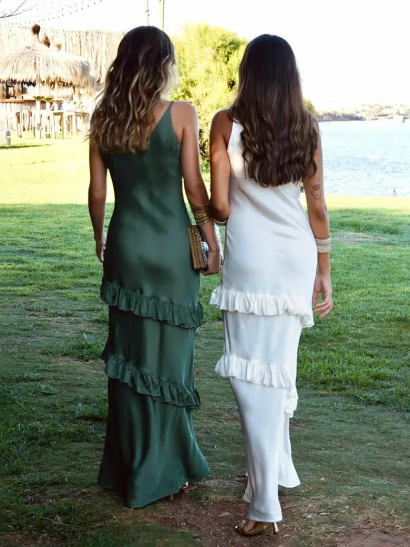 Nvitadas Boda De Noche|Vestidos Largos De Fiesta-Mariquita Trasquilá VESTIDO CASCADA VOLANTE