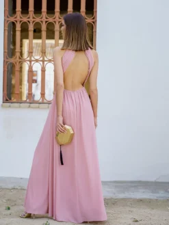 Vestidos De Graduación|Vestidos De Dama De Honor-Mariquita Trasquilá VESTIDO DE FIESTA LARGO HALTER RosaNude