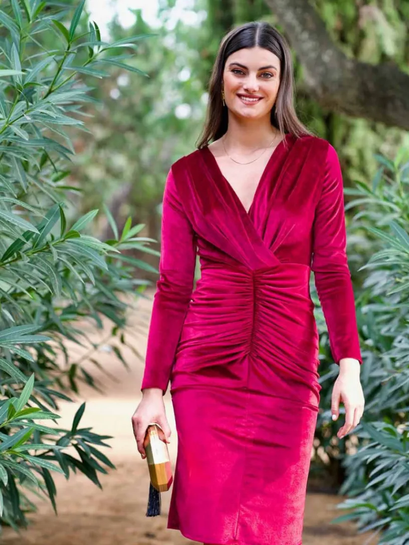 Invitadas -50 €|Vestidos Cortos De Fiesta-Mariquita Trasquilá VESTIDO FRUNCIDO TERCIOPELO