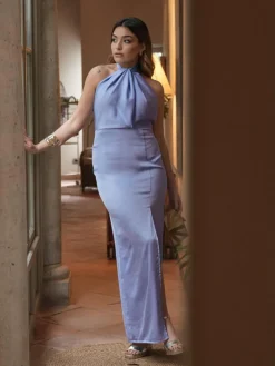 Vestidos De Graduación|Vestidos De Dama De Honor-Mariquita Trasquilá VESTIDO LARGO NUDO HALTER Lavanda