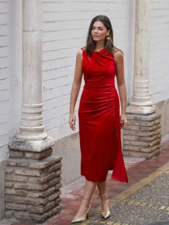 Vestidos De Mujer|Vestidos De Terciopelo-Mariquita Trasquilá VESTIDO TERCIOPELO APLIQUE DORADO