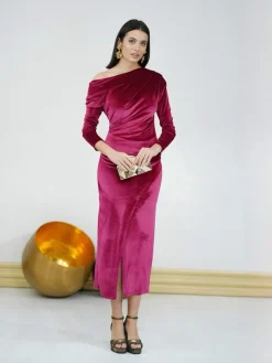 Invitadas -50 €|Vestidos De Terciopelo-Mariquita Trasquilá VESTIDO TERCIOPELO ASIMETRICO