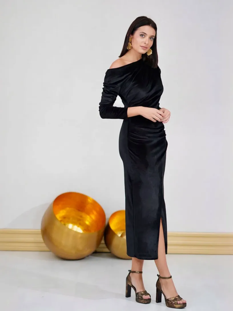 Invitadas -50 €|Vestidos De Terciopelo-Mariquita Trasquilá VESTIDO TERCIOPELO ASIMETRICO